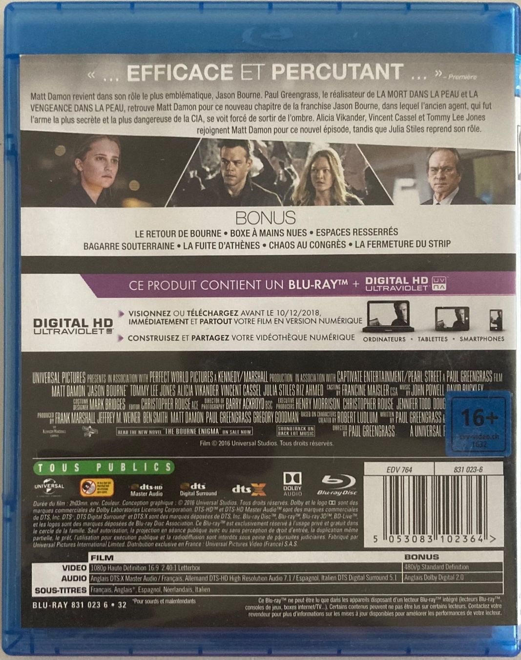 Tutti i DVDs: MATT DAMON - JASON BOURNE – Usato da Poliez-Pittet venduto da Newtown-Records 1