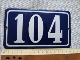 Plaque numéro 104 émaillée Hausnummer - numéro de rue 