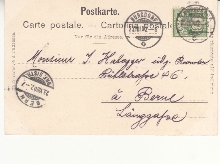 Cartoline postali: Burgdorf 1902 – Usato da Bürglen TG venduto da StampGraf 1