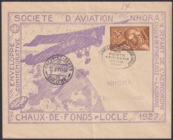 1927, NHORA-Flug nach Chaux-DE-Fonds, sehr sauber, 35c braun