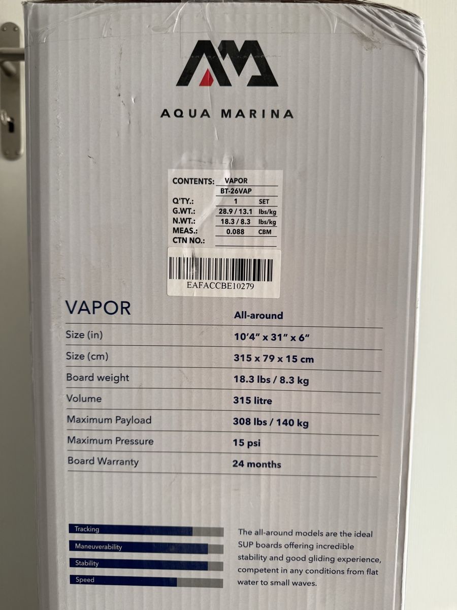 Aqua Marina Tavole da surf e di nuoto: Sup Aqua Marina Vapor  – Nuovo e nell'imballaggio originale da Kölliken venduto da Iridiumblck 3