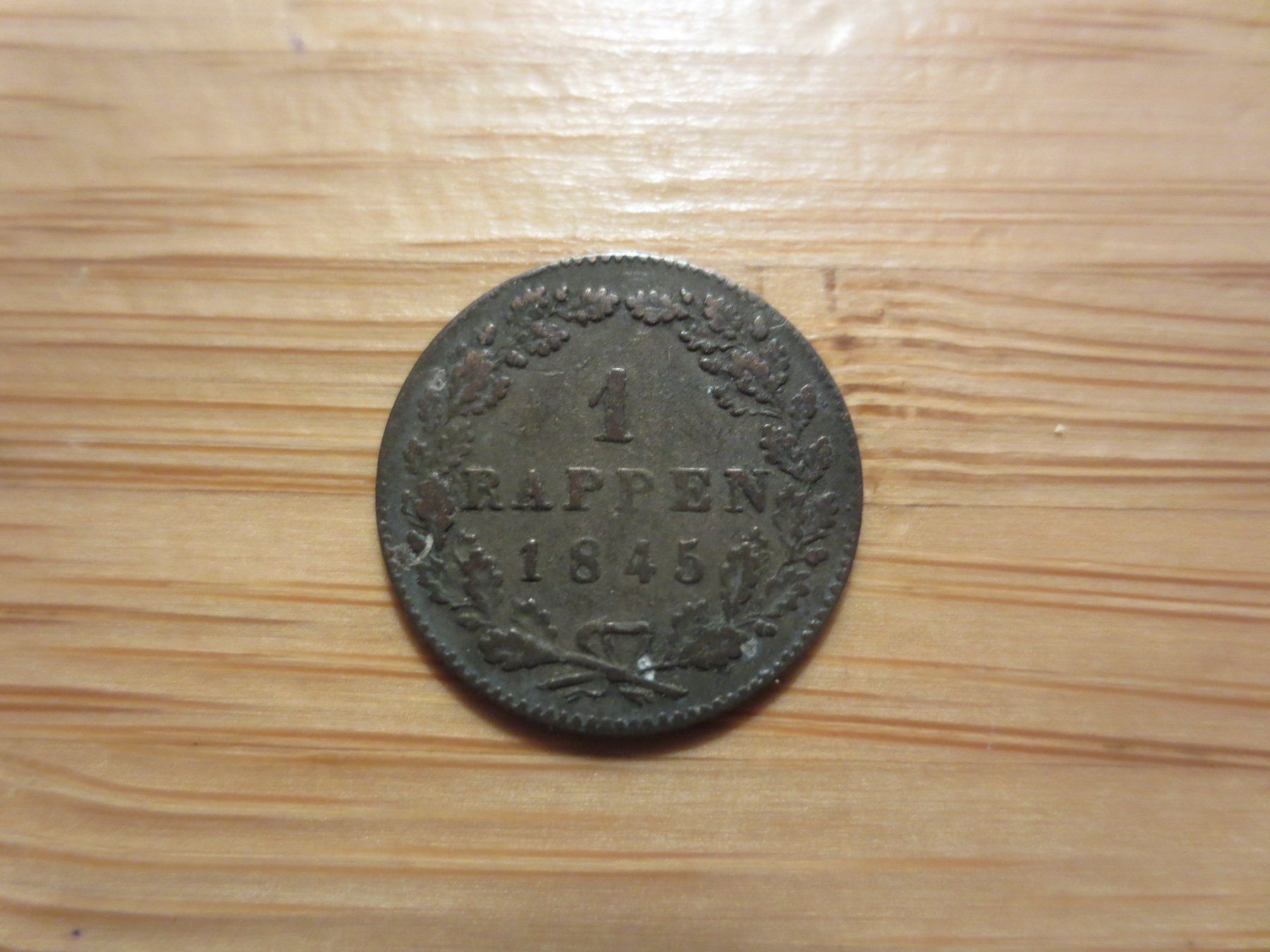 Tutti le monete: Zürich 1845, 1 Rappen – Usato da Weier im Emmental venduto da waefler03
