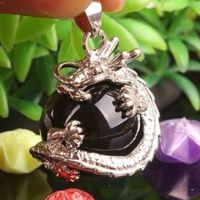 SALE Anhänger Drache Achat schwarz Pendentif Dragon Agate