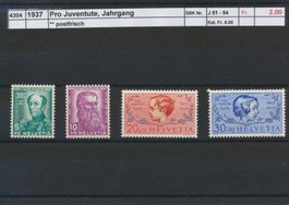 1937 Pro Juventute, Jahrgang, ** postfrisch