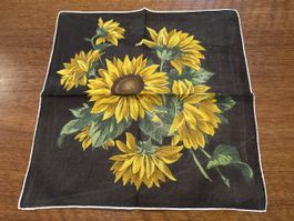Stofftaschentuch Sonnenblumen Motiv schwarz gelb neu