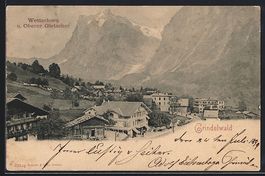 Grindelwald, Ortsansicht mit Wetterhorn 
