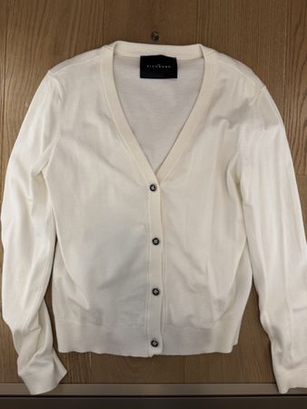 Cardigan cream viscose polyester nylon size L condition good