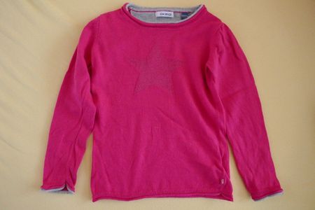 Cooler pinker Pulli mit Glitzerstern, Gr. 108/5 J.