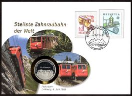 Numis, Steilste Zahnradbahn der Welt mit passender Medaille