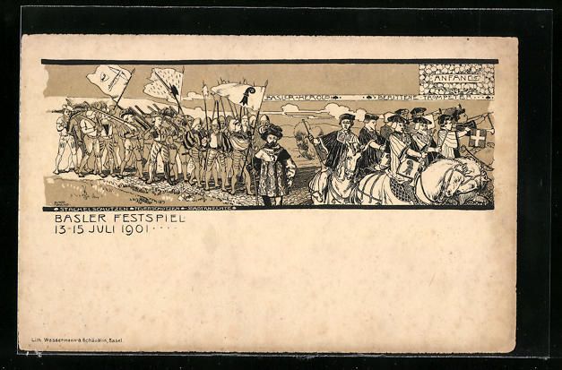 Cartoline postali: Litho Basel, Basler Festspiel 1901 – Usato da Berlin venduto da bartko-reher