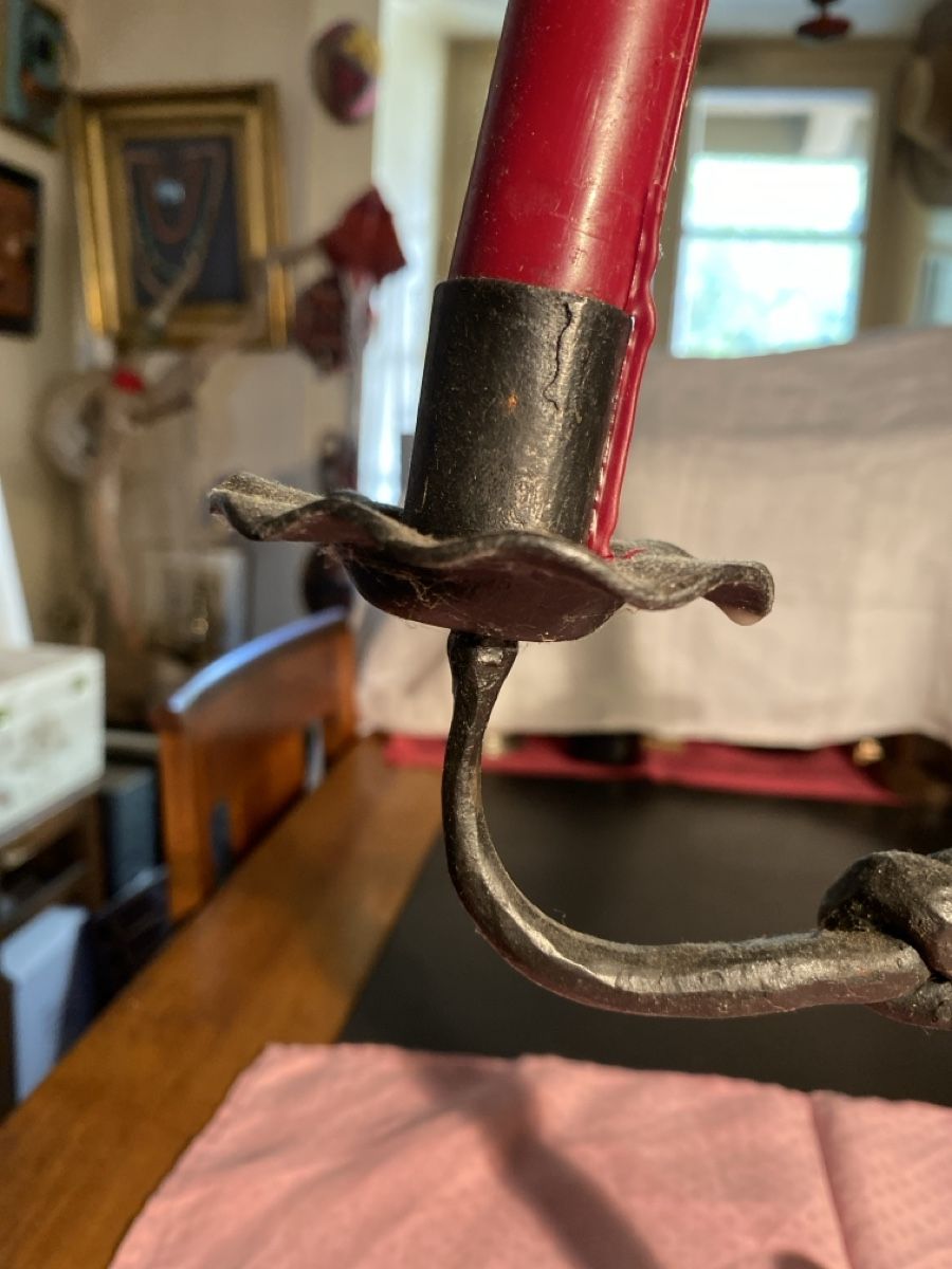 Portacandele: Chandelier en fer forgé à la main  – Usato da Bevaix venduto da Dominixx52 3