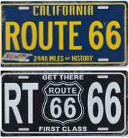 2 x Route 66 US Nummernschilder Blau & Schwarz NEU 30 x 15cm