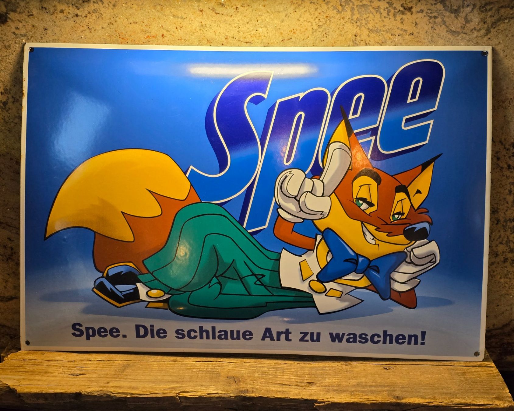 Insegne: Original "Spee" Fuchs Emaile Werbeschild – Usato da Walkringen venduto da Vanuca 7