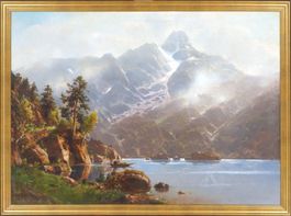 Karl Schultze (1856 - 1935): Gebirgslandschaft mit See