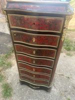 Kommode Boulle-Stil schwarz rot mit Marmorplatte antik