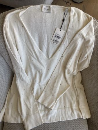 Pullover Pepe Jeans weiss Strass Grösse XL Cashmere Blend