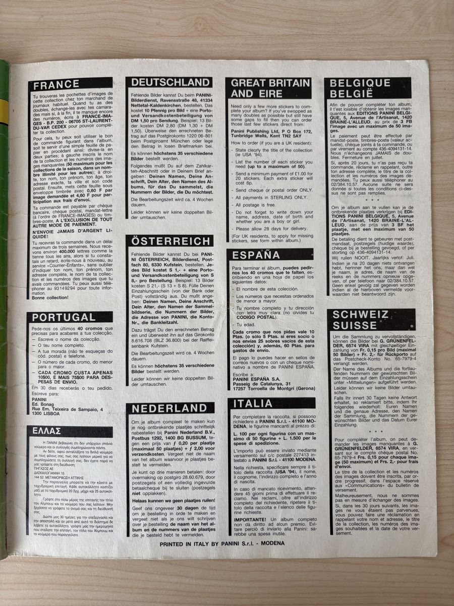 Panini Albums: Album Panini USA 94 – D'occasion à Lausanne par ValeMerky 9
