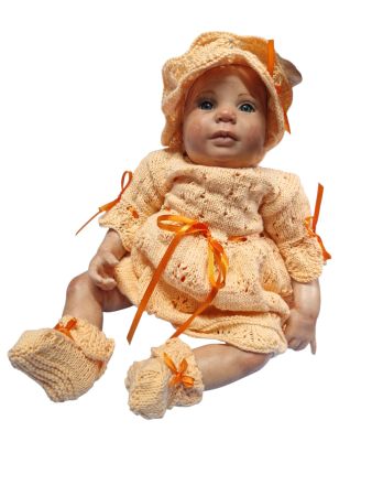 Ensemble robe bébé tricot 100% coton Unique fait main