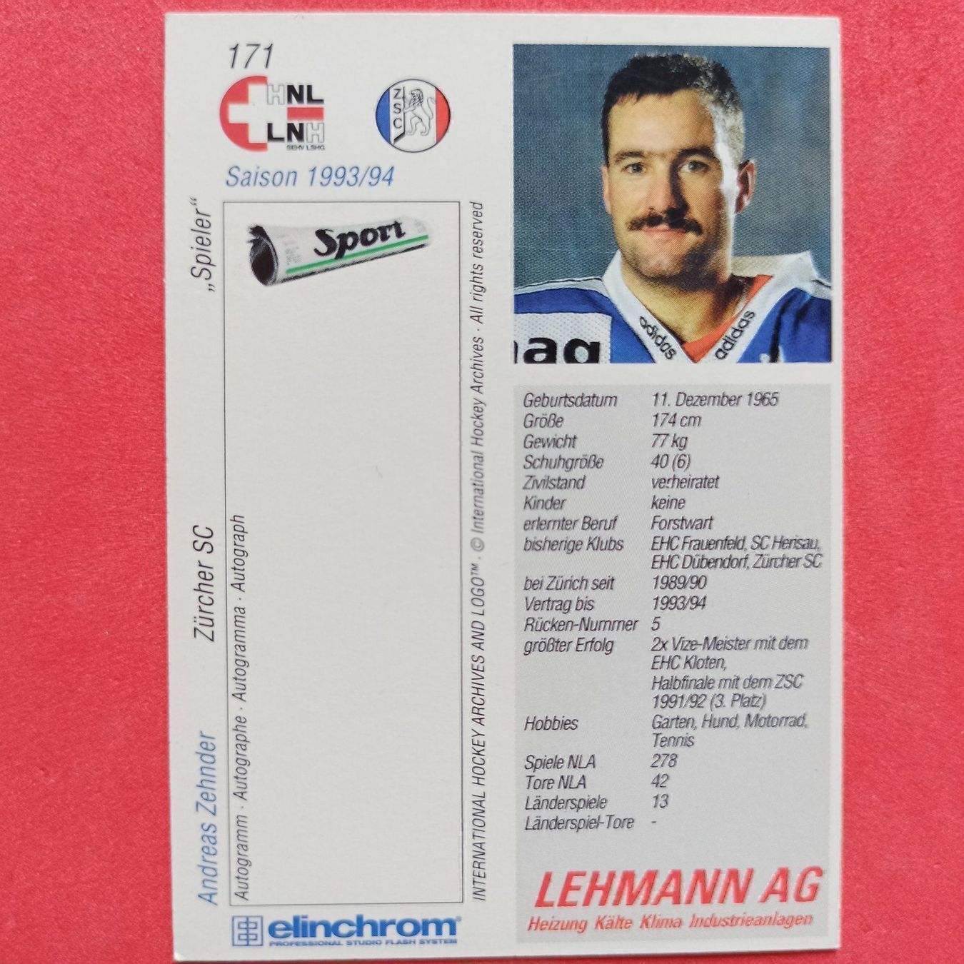 Carte collezionabili: Andreas Zehnder - ZSC CARD - 1993/94 – Usato da Dübendorf venduto da kb86_MOVIE 1