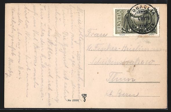 Ansichtskarten: AK Curaglia, Ortsansicht, 1919 – Gebraucht aus Berlin von bartko-reher 1