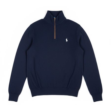 Half zip Polo Ralph Lauren Golf Bleu marine Laine Mérinos -L
