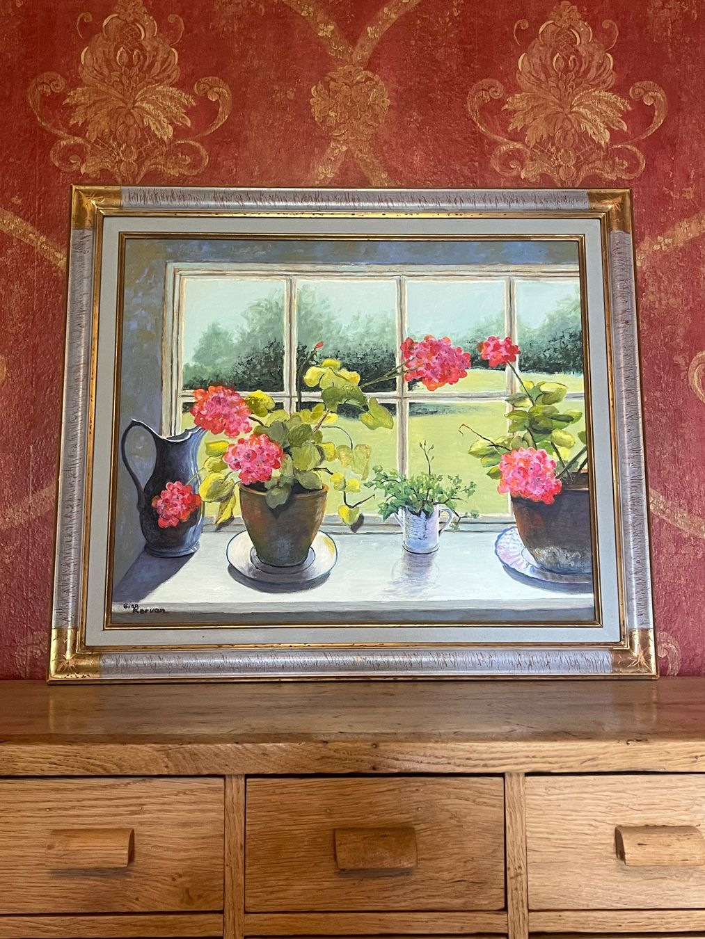 Dipinti: Tableau de fleurs à la fenêtre GINA Karvan – Usato da GENEVE venduto da hehakasapa 1