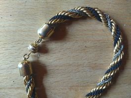 Golden Black & Silver Braided Necklace