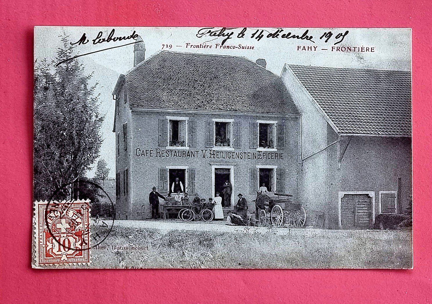Cartoline postali: Fahy - Frontiere - Restaurant Heiligenstein - 1905 – Usato da Rothrist venduto da RROENK
