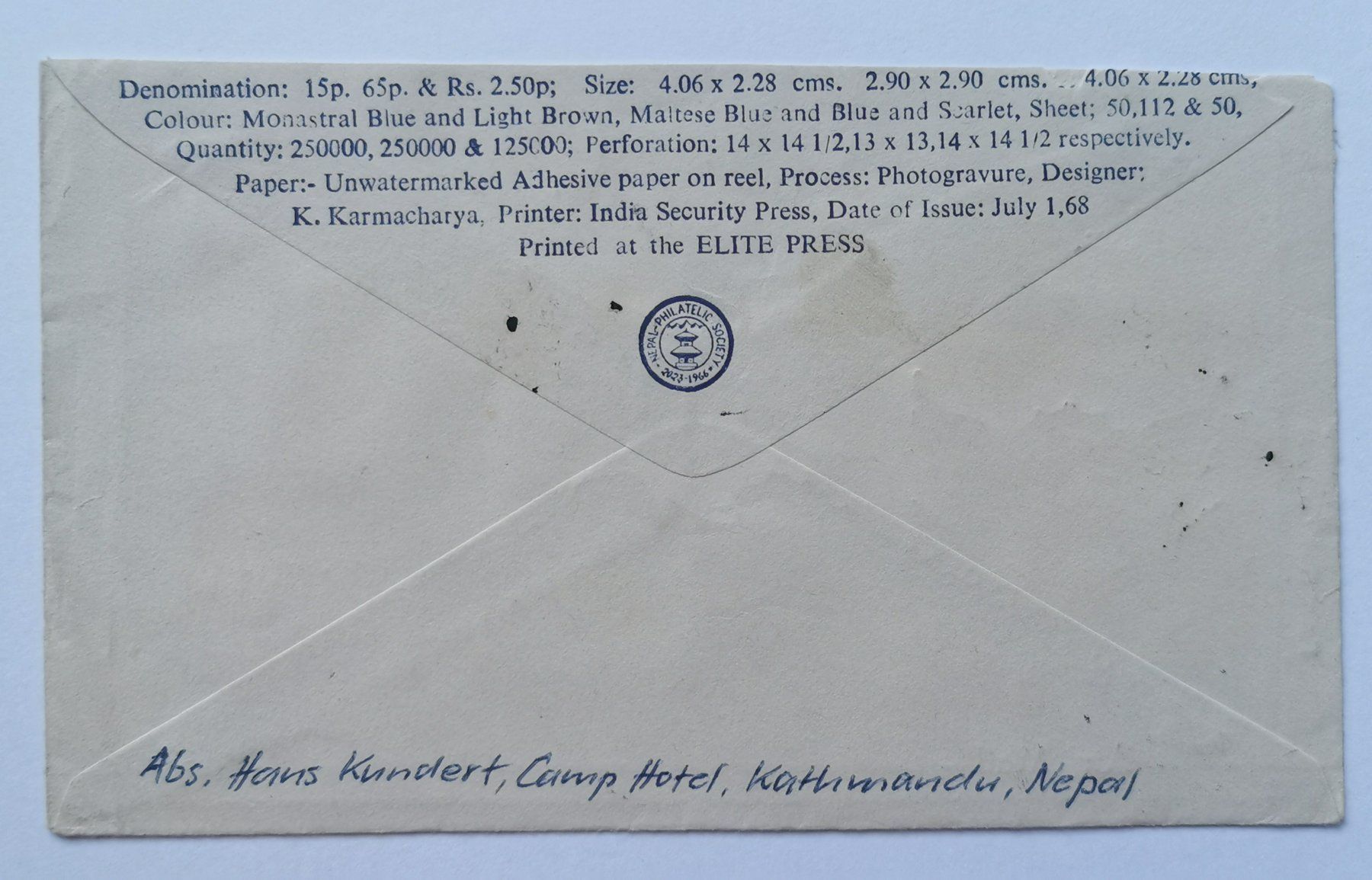 Tutti i francobolli: Nepal Luftpostbrief 1957 – Usato da Aadorf venduto da Chnorli-Furz 1