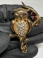Broschen Eule Goldfarben mit Zirkonia und Stein