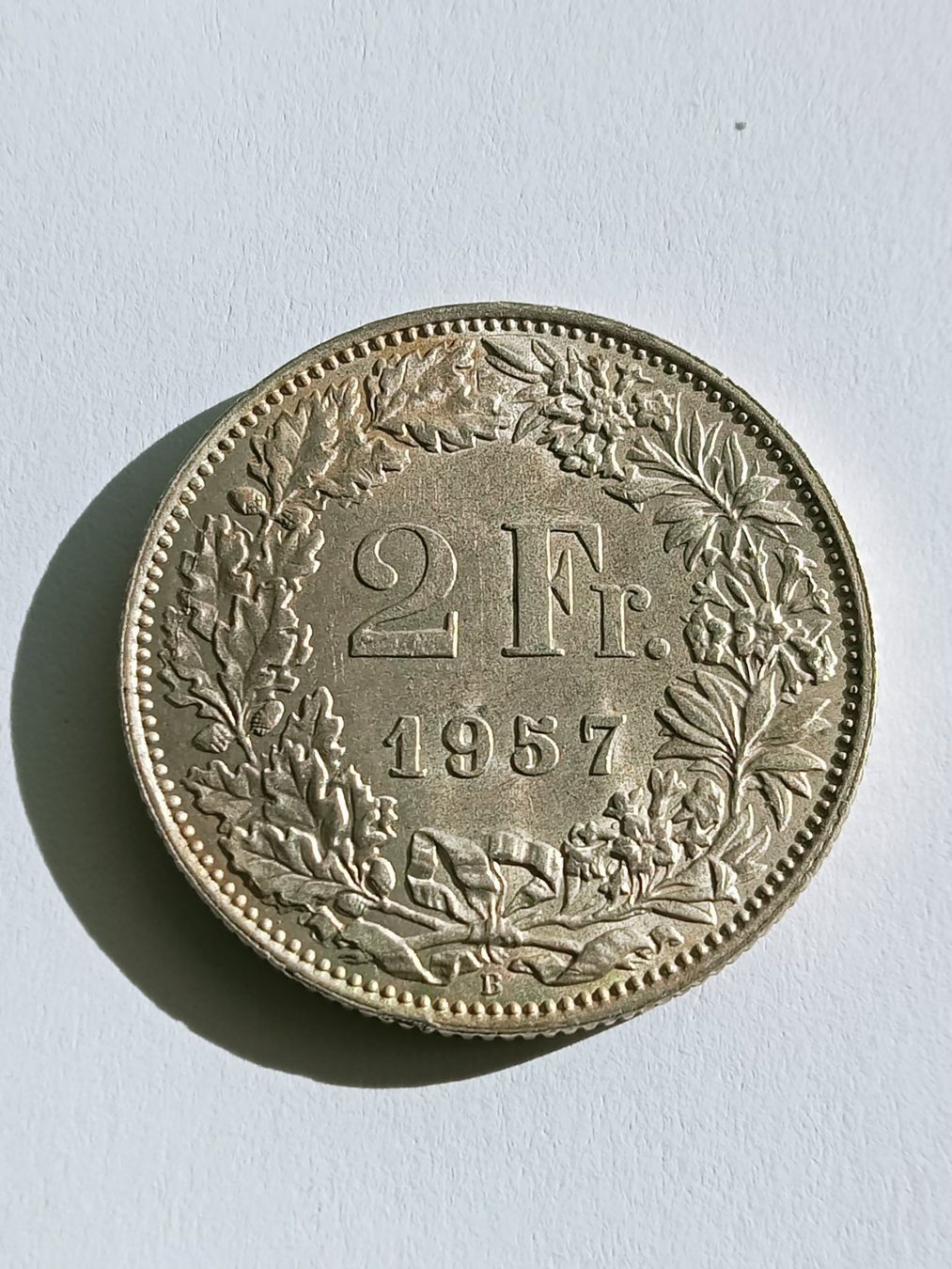 Tutti le monete: 1957  2 Fr.   Schweiz,  Silber ,  >>> stempelglanz <<< – Nuovo (secondo la descrizione) da thoerigen venduto da grimselcat