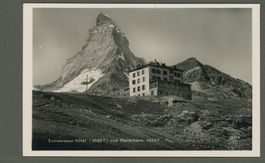 AK sw Zermatt Schwarzsee VS Hotel,Matterhorn ≈ 1933 