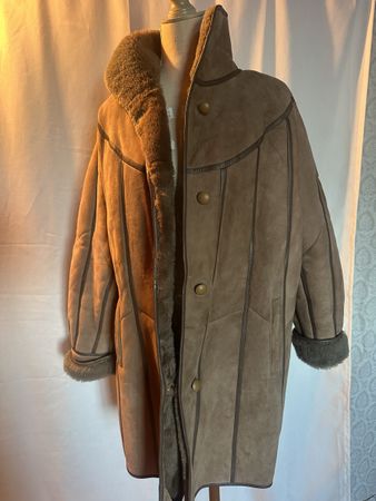 ⁠Echter Lammfellmantel Vintage UHU Leder Shearling Damen Gr.