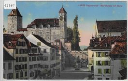 Rapperswil - Marktplatz mit Burg - Litho