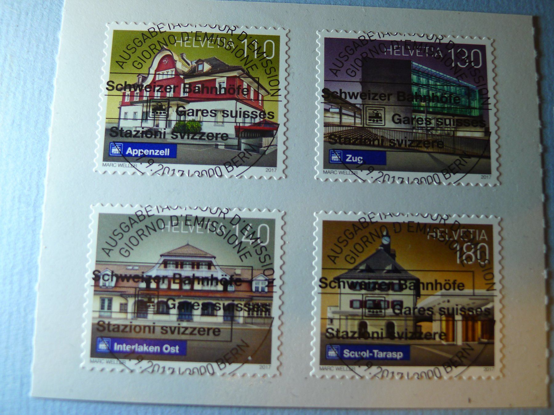 Alle Briefmarken: 2017 Dauermarken Schweizer Bahnhöfe 1642-1645+1660 ET Voll – Gebraucht aus Dagmersellen von sli72 1