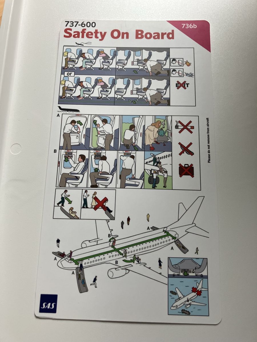 Documenti: SAS 737-600 Safety Card – Usato da Zürich venduto da Classic_Collection_Zurich
