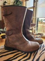 Bottes en cuir marron style motard état d'usage bon