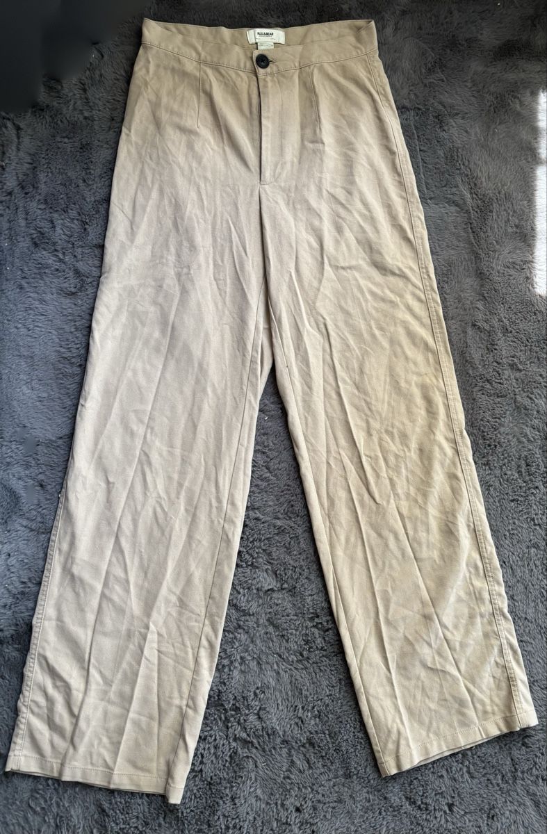Pull&Bear Hosen: PULL&BEAR Wide Leg Trousers Beige Size M  – Gebraucht aus Wichtrach von Re_Fit