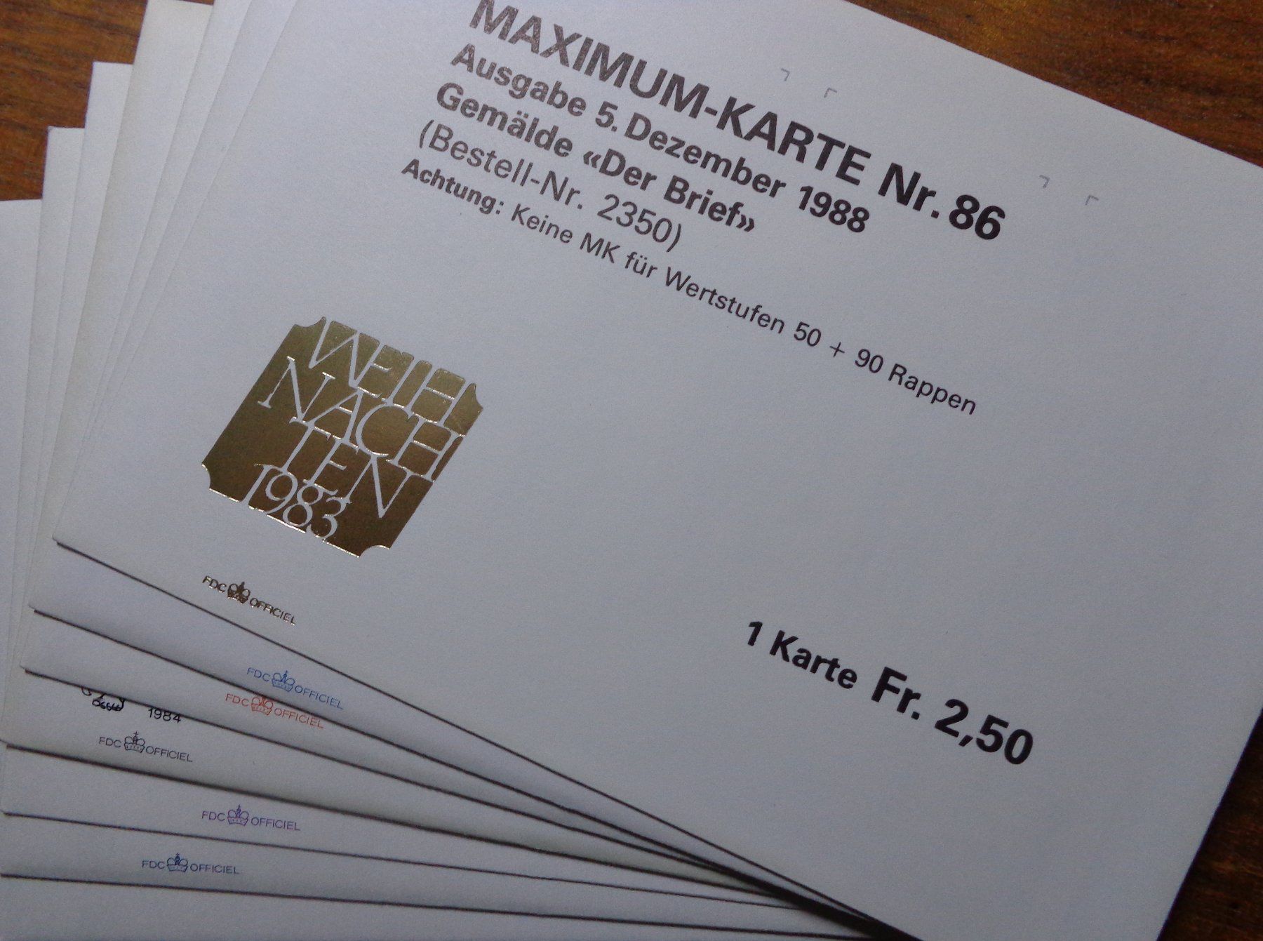 Tutti i francobolli: FL Maximumkarten 1988 komplett – Usato da Bürglen TG venduto da StampGraf
