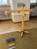 Lot jouets bois grue camion bateau 