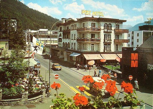 Cartes postales: DAVOS Post Hotel - Promenade - Auto – D'occasion à Jona par philajona