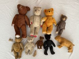 Antike Plüschtiere Teddy Spielsache Sammlung