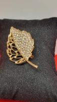 Herbst Brosche mit Strass - Blattform, neu!