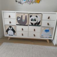 Ikea Kallax weiss mizöt Designer Holzgestell + Ledergriffn