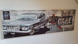 Leinwandbild Route 66 Auto Motiv 140x45 cm