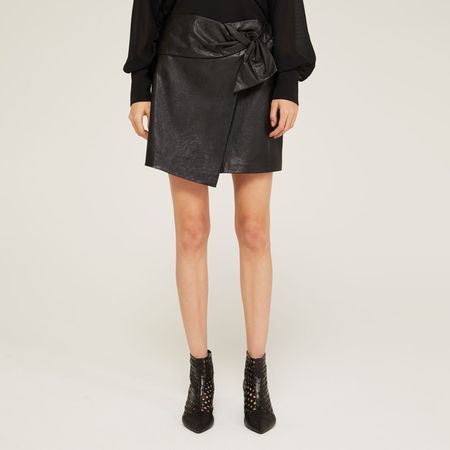 Jupe Sisley noire en simili cuir, taille 46 (40 CH), neuve