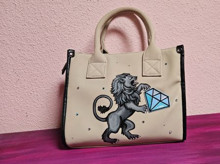 Handbemalte Löwen Handtasche