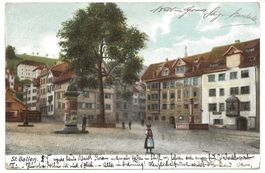 St. Gallen - Stadt - Gallusplatz - Linde - Litfassäule  1904