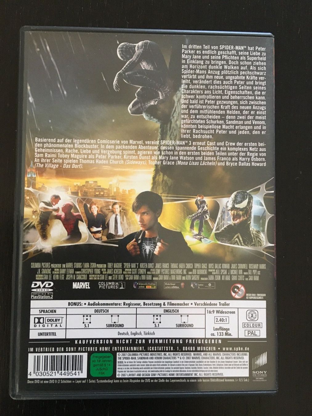 Tutti i DVDs: DVD Spyder-man 3 – Usato da Regensdorf venduto da scheissspiel 1