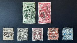 8-30-3 Timbres Helvetia oblitérés, Jubilé U.P.U. et Chiffre